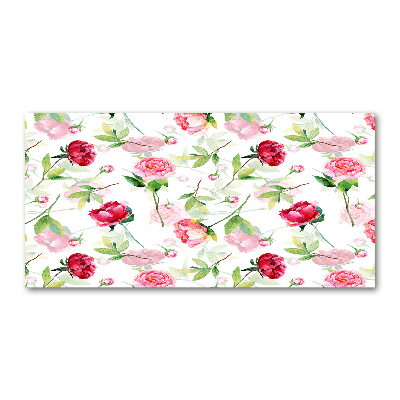 Schilderij glas Roze pioenrozen