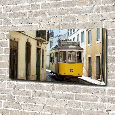 Schilderij glas Tram vanuit Lissabon