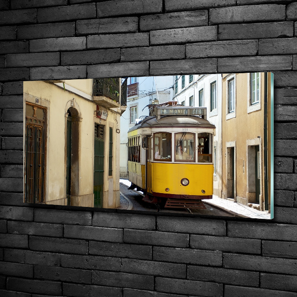 Schilderij glas Tram vanuit Lissabon