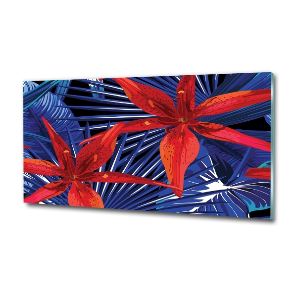 Schilderij glas Tropische bloemen