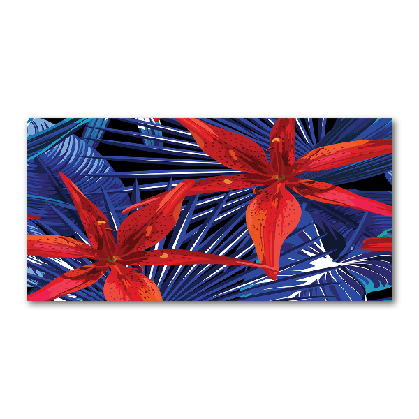 Schilderij glas Tropische bloemen