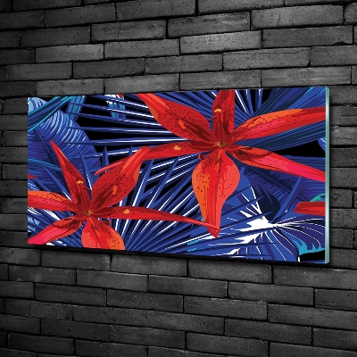 Schilderij glas Tropische bloemen