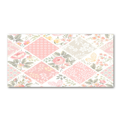 Schilderij glas Patroon van rozen en vlinders