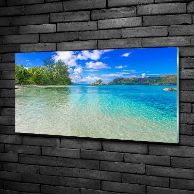 Foto schilderij op glas Strand op de Seychellen
