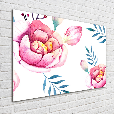 Foto schilderij op glas Bloemenpatroon