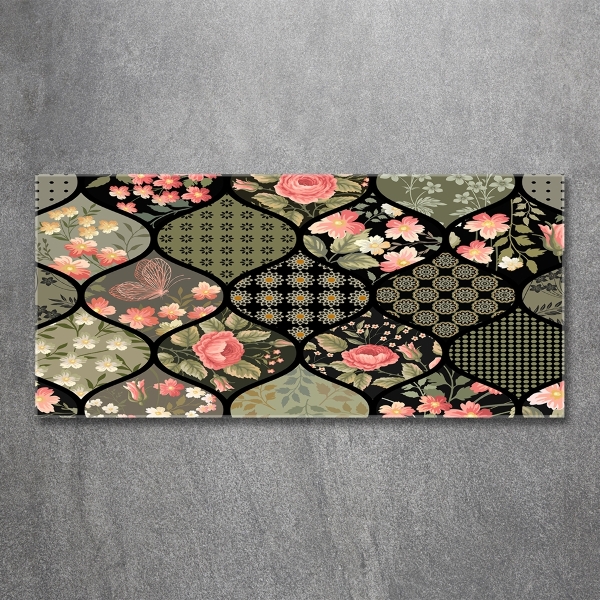 Schilderij op glas Bloemenpatroon