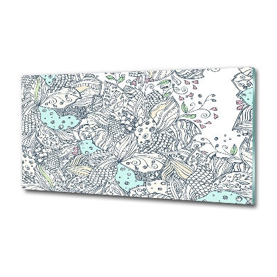 Schilderij glas Bloemenpatroon