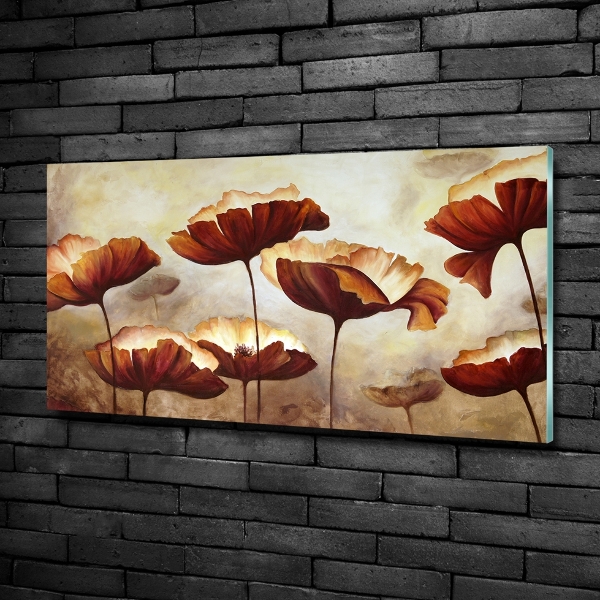 Schilderij glas Klaprozen