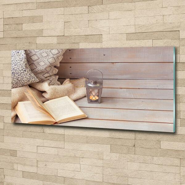 Schilderij glas Ontspannen met een boek