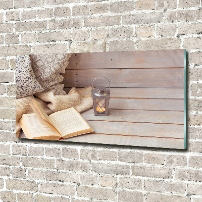 Schilderij glas Ontspannen met een boek