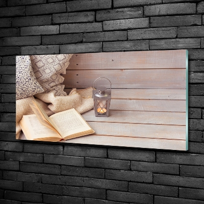 Schilderij glas Ontspannen met een boek