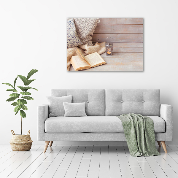 Schilderij glas Ontspannen met een boek