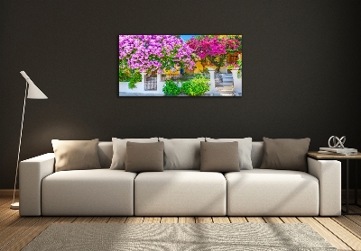 Foto schilderij op glas Huis met bougainvillea