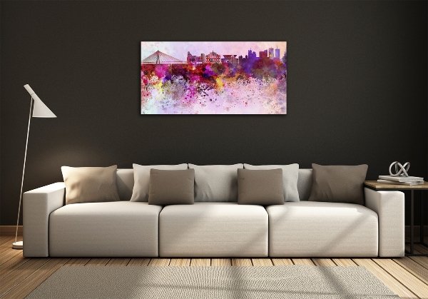 Glazen schilderij Kleurrijk Warschau