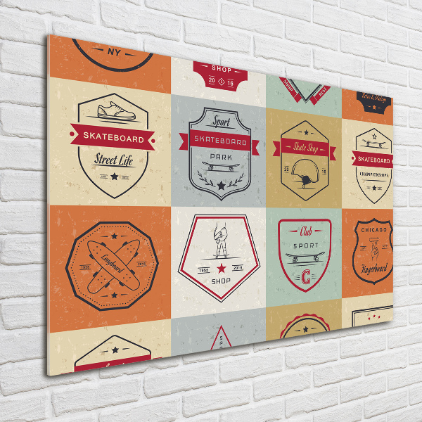 Glazen schilderij Skateboardborden