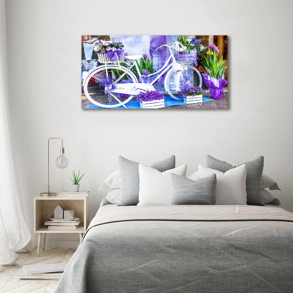 Schilderij op glas Witte fiets