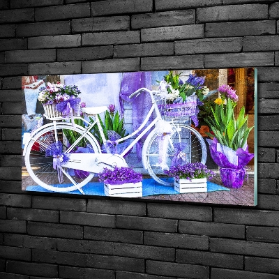 Schilderij op glas Witte fiets