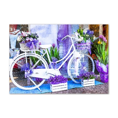 Schilderij op glas Witte fiets