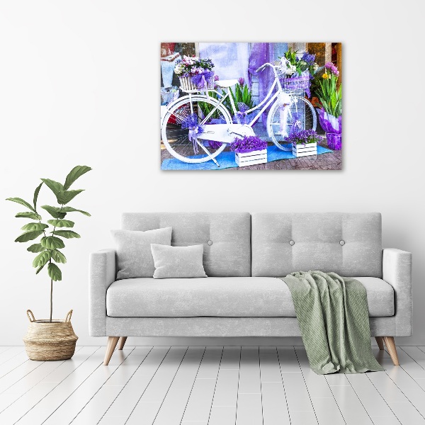 Schilderij op glas Witte fiets