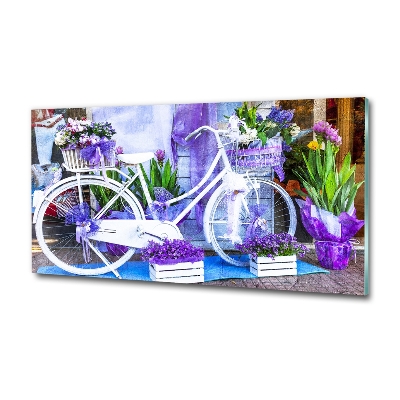 Schilderij op glas Witte fiets