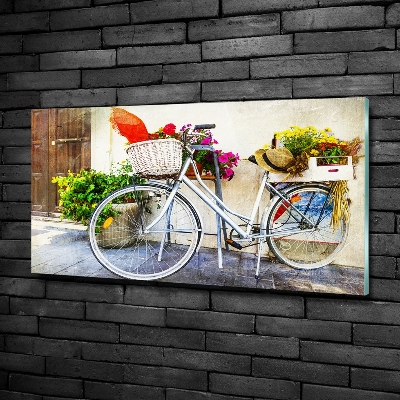 Schilderij glas Witte fiets