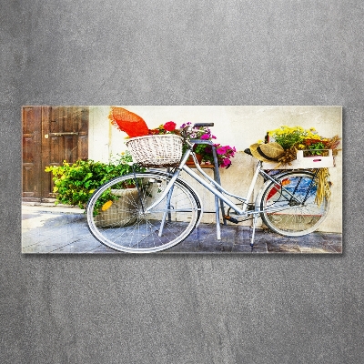 Schilderij glas Witte fiets