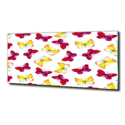 Foto schilderij op glas Vlinders en bloemen