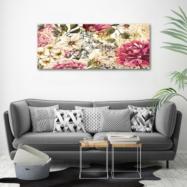 Foto schilderij op glas Bloemenpatroon