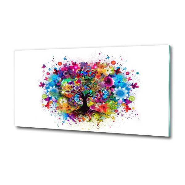 Schilderij op glas Kleurrijke boom
