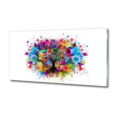 Schilderij op glas Kleurrijke boom