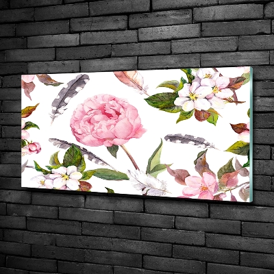 Schilderij glas Bloemenpatroon