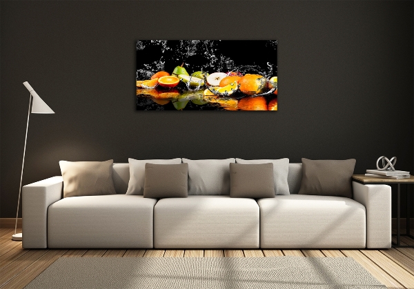 Foto schilderij op glas Fruit en water
