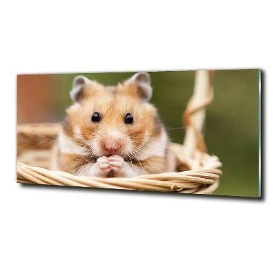 Glazen schilderij Hamster in een mandje