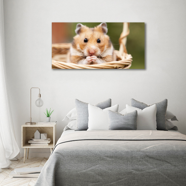 Glazen schilderij Hamster in een mandje