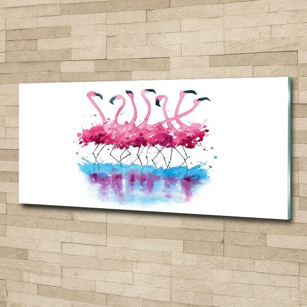 Foto schilderij op glas Flamingo's