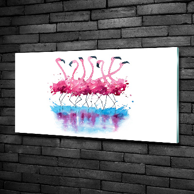 Foto schilderij op glas Flamingo's