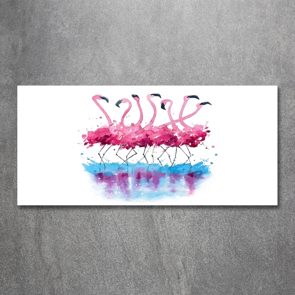 Foto schilderij op glas Flamingo's