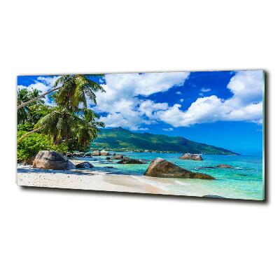 Foto schilderij op glas strand op de Seychellen