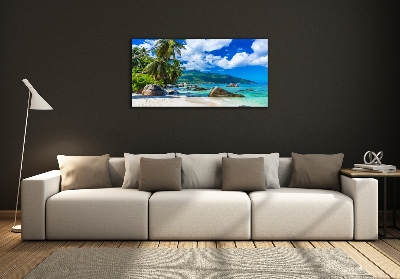 Foto schilderij op glas strand op de Seychellen