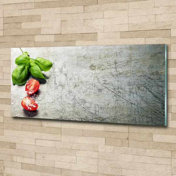 Schilderij op glas Tomaten en basilicum