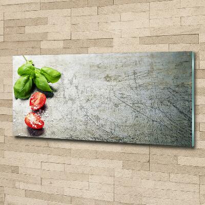 Schilderij op glas Tomaten en basilicum