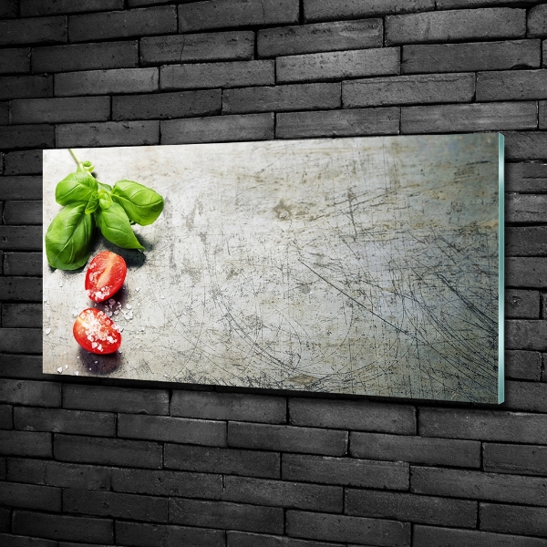 Schilderij op glas Tomaten en basilicum
