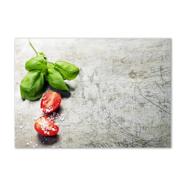 Schilderij op glas Tomaten en basilicum