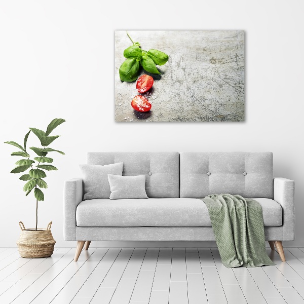 Schilderij op glas Tomaten en basilicum