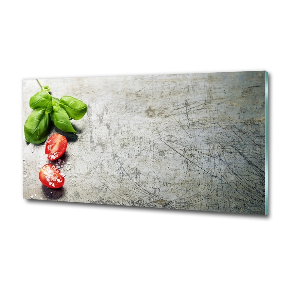 Schilderij op glas Tomaten en basilicum