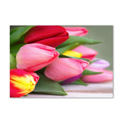 Glazen schilderij Kleurrijke tulpen