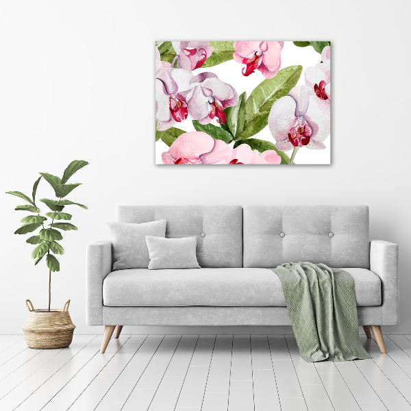 Glazen schilderij Roze orchideeën