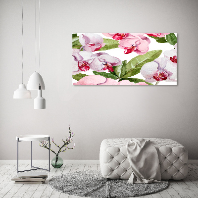 Glazen schilderij Roze orchideeën