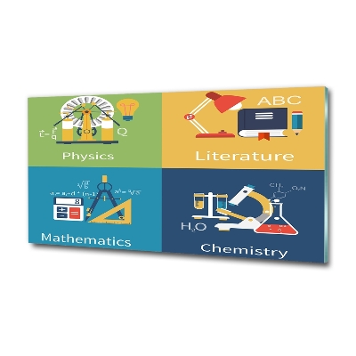 Schilderij glas Schoolvakken