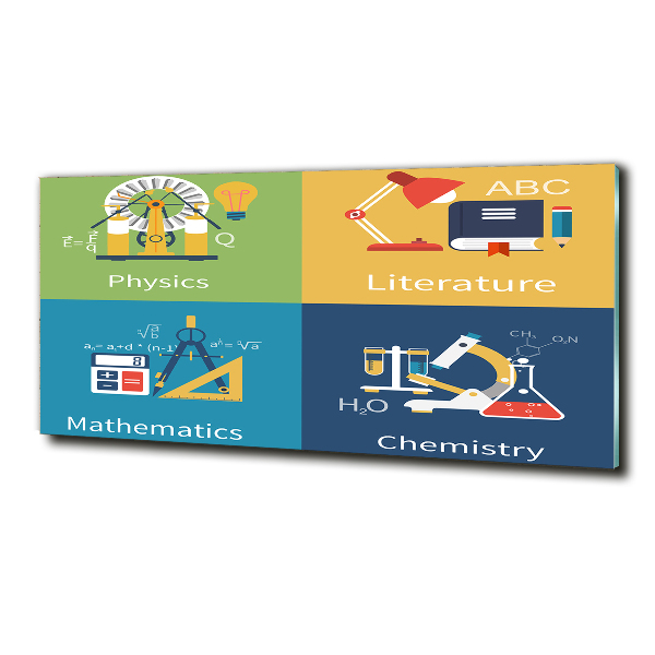 Schilderij glas Schoolvakken